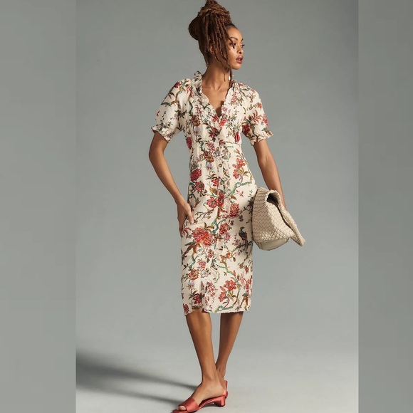 Pilcro Ruffle-Collar Buttondown Dress